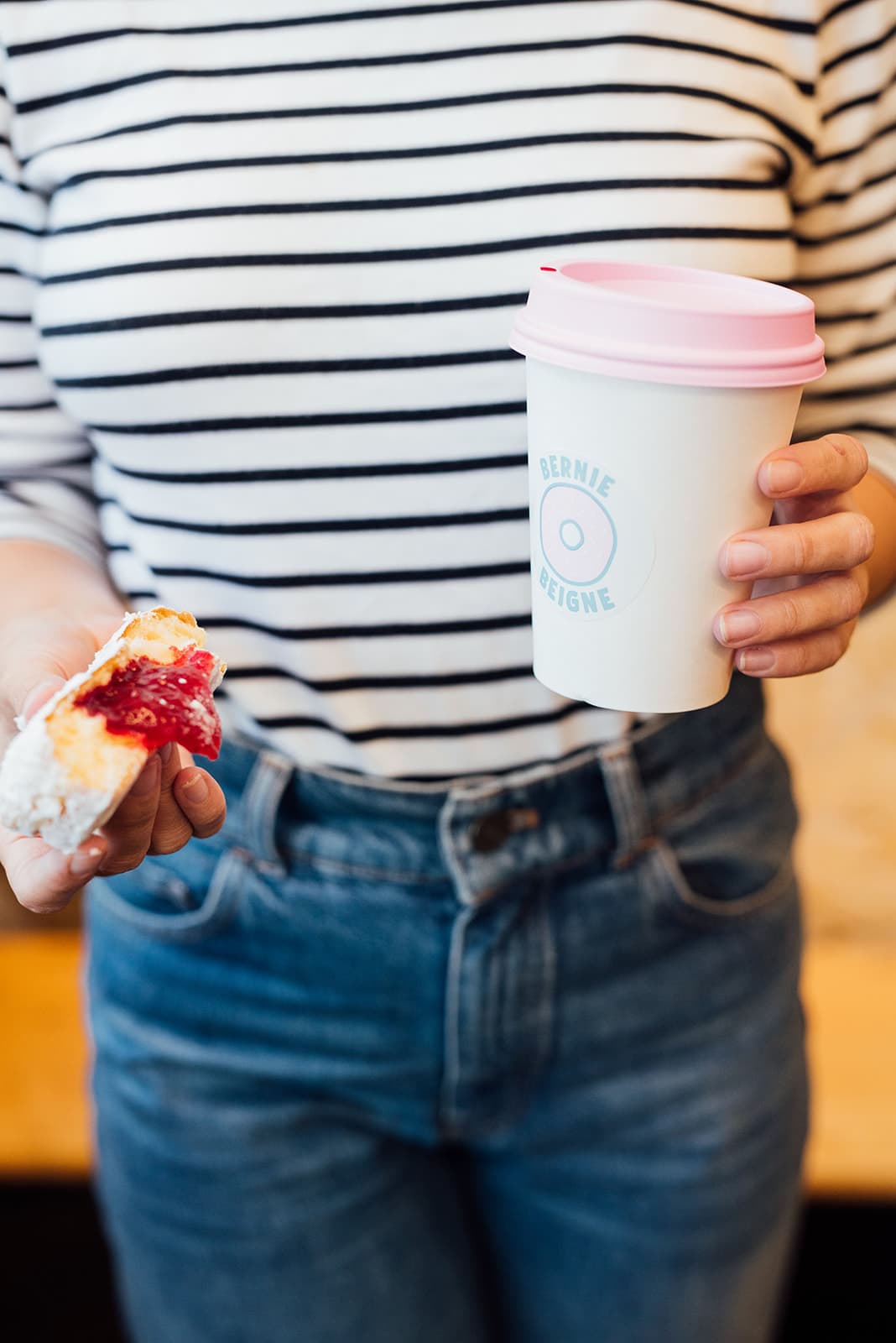 Coffee and donut combo at Bernie Beigne