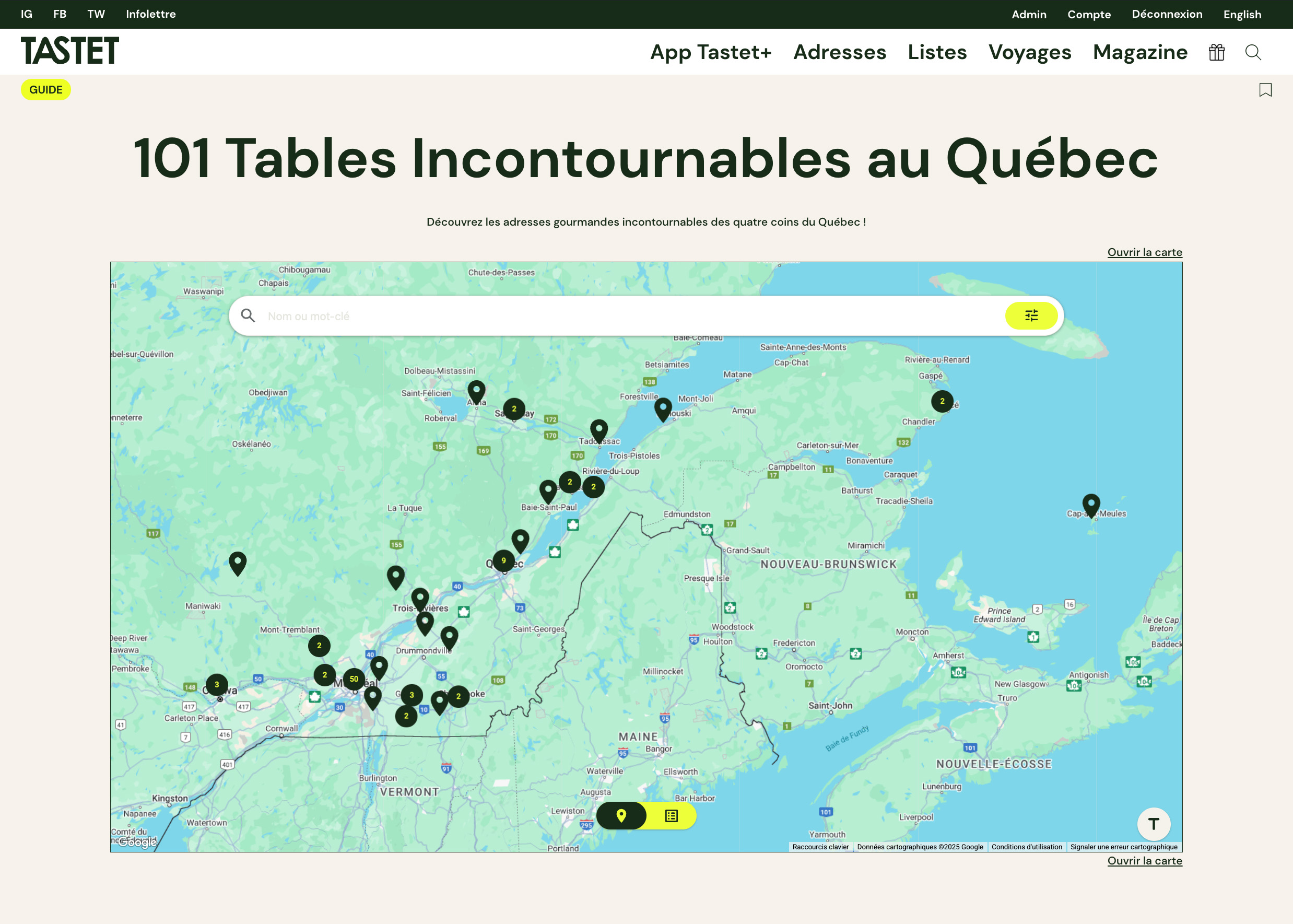 101 tables incontournables au Québec