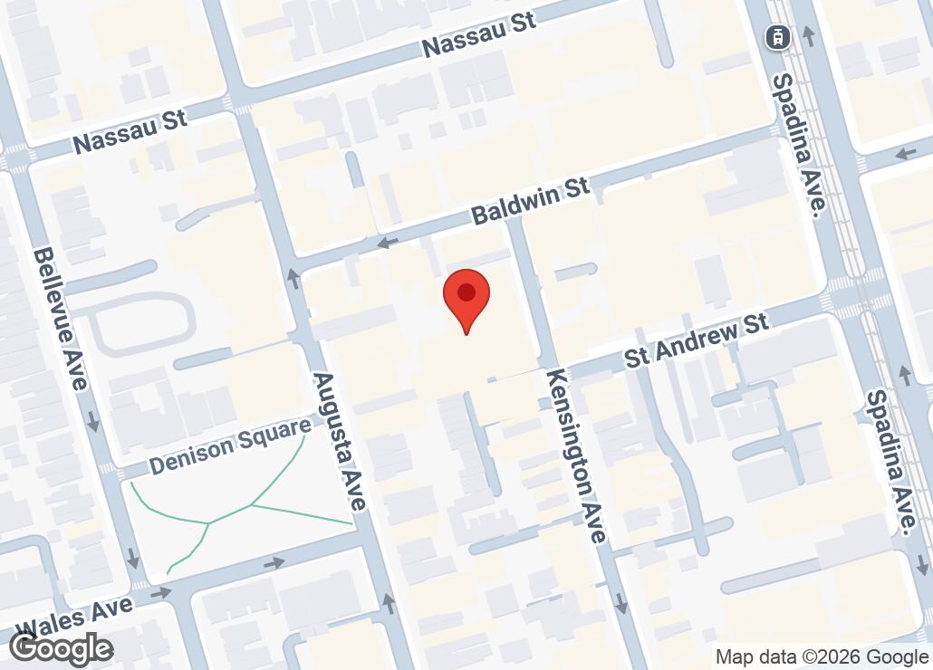 Map showing location at 43.6542118, -79.4009609