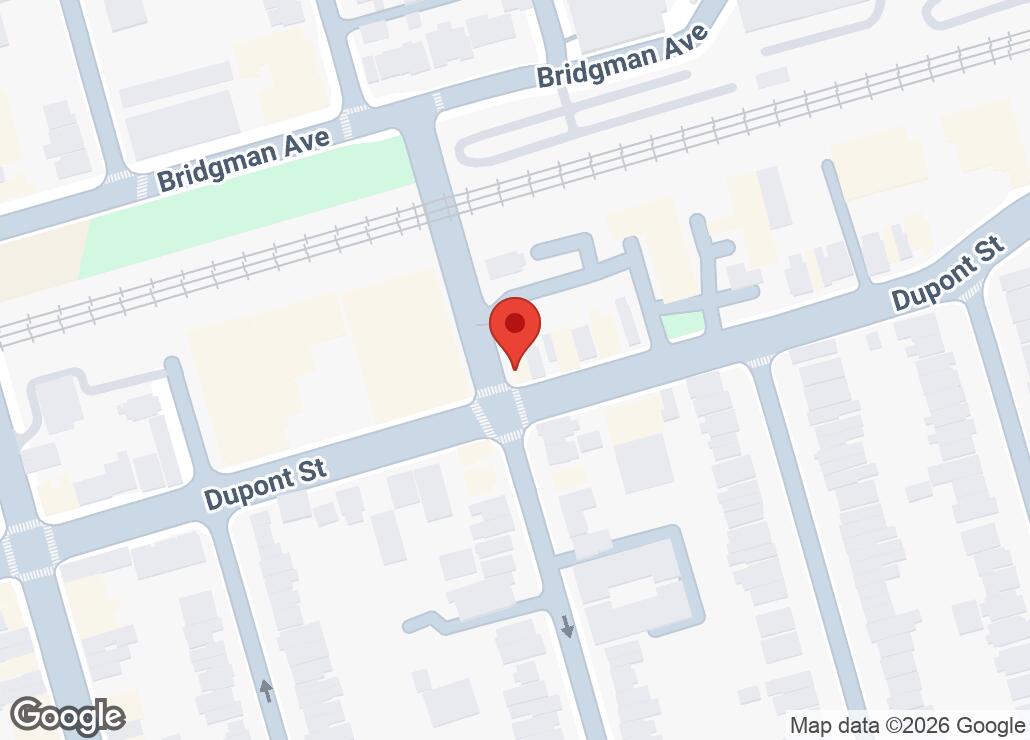 Map showing location at 43.6738449, -79.4117562