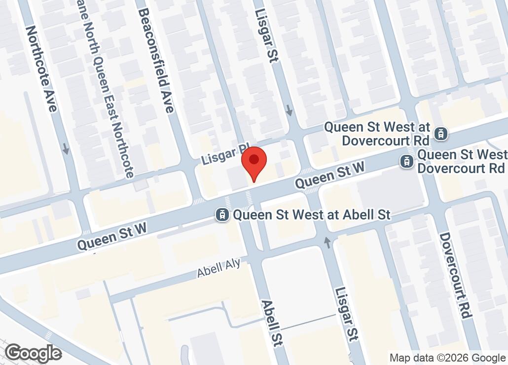 Map showing location at 43.6432233, -79.4241936