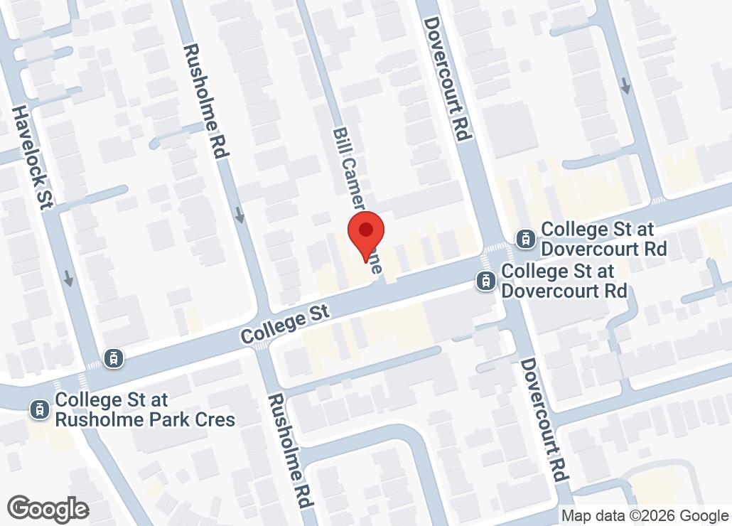 Map showing location at 43.6535988, -79.4273958