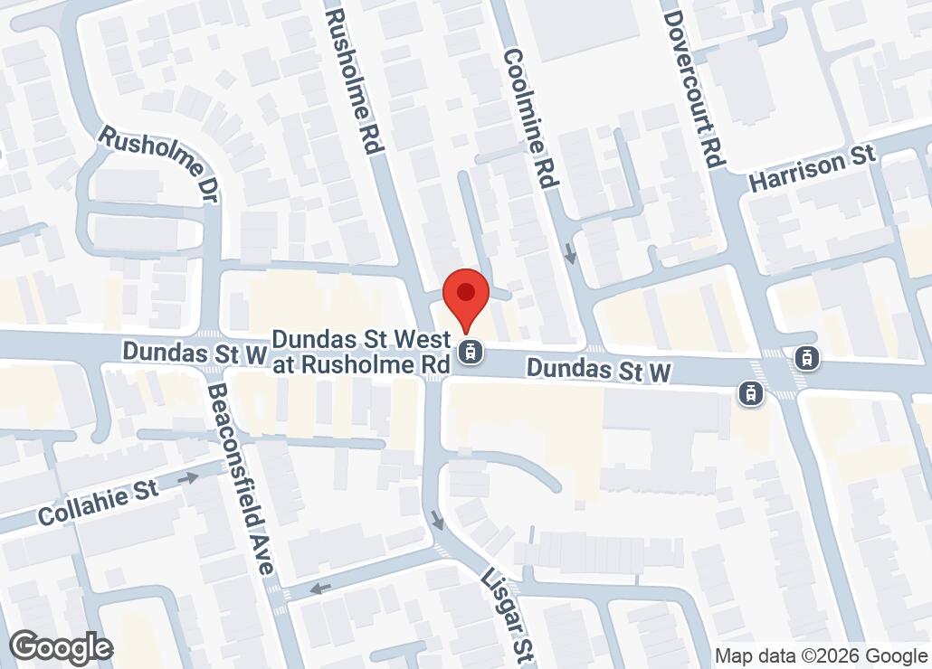 Map showing location at 43.6496114, -79.4265691
