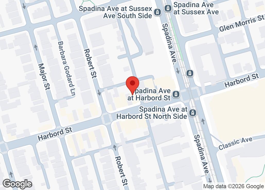 Map showing location at 43.6630633, -79.4033017