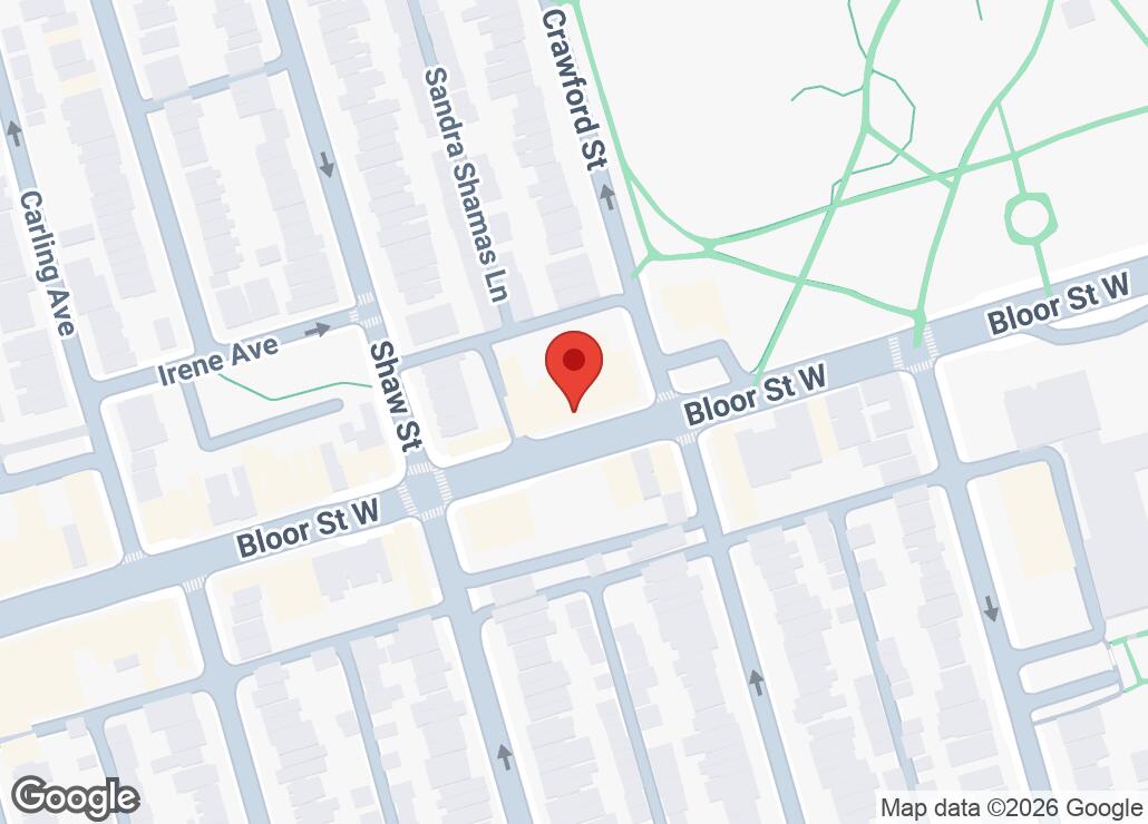 Map showing location at 43.6627841, -79.4225346