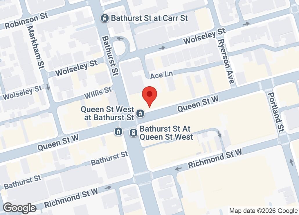 Map showing location at 43.6474006, -79.4036024