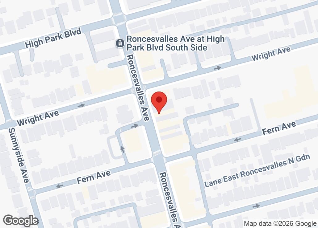 Map showing location at 43.645128, -79.448359