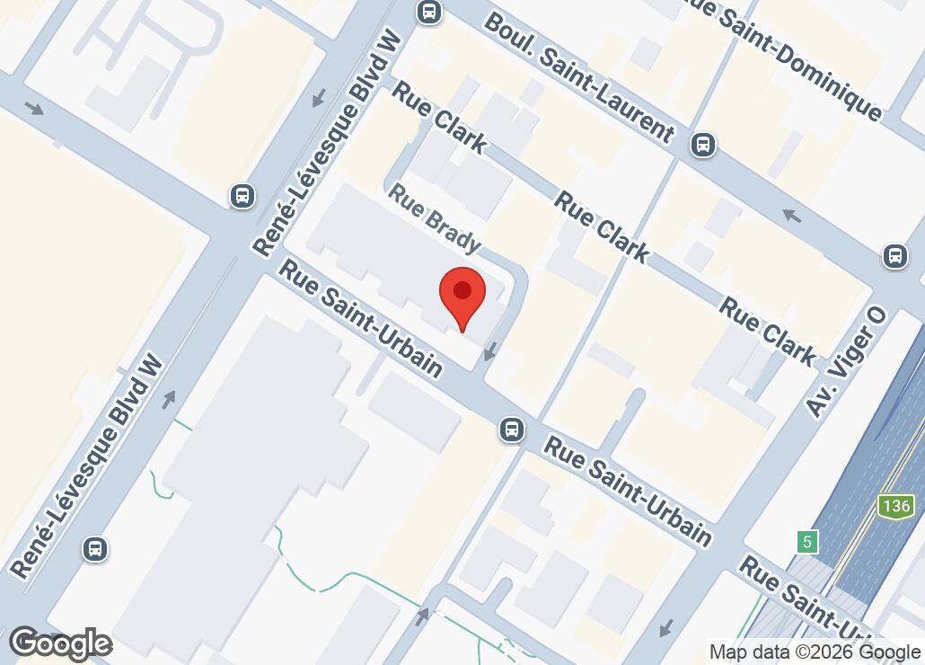 Map showing location at 45.5073302, -73.5612861