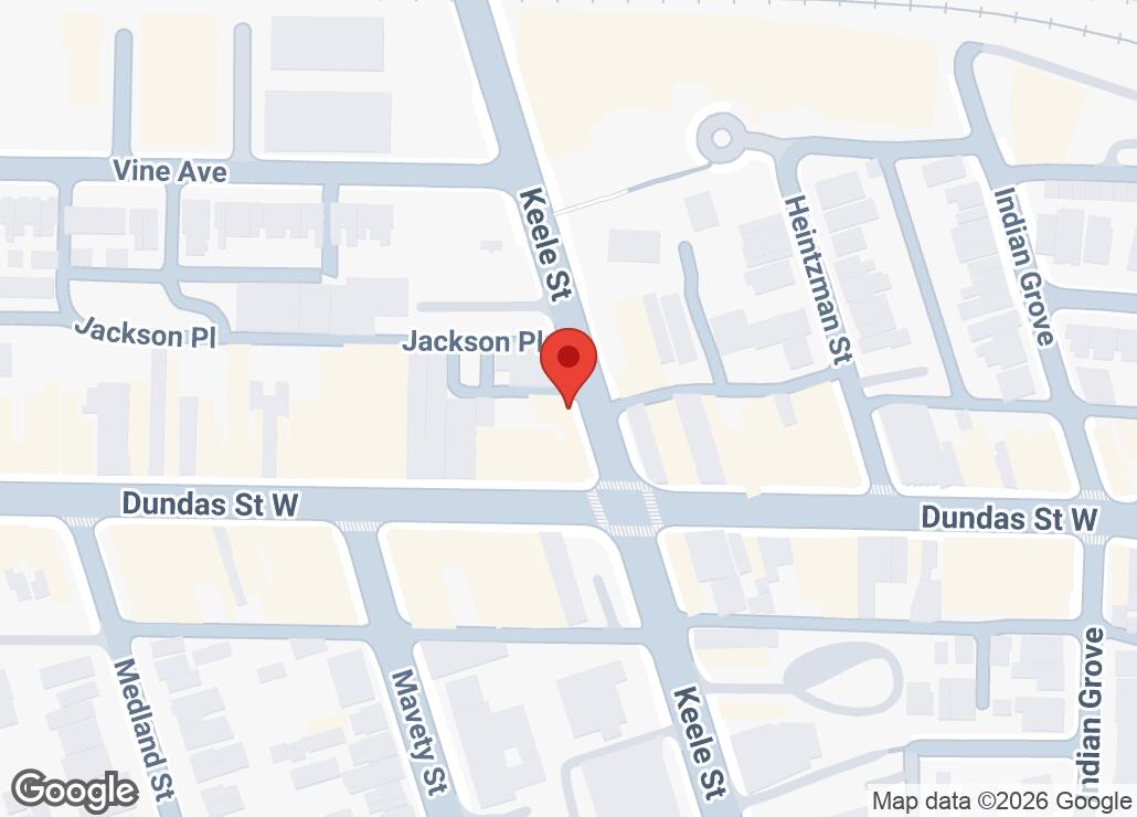 Map showing location at 43.6657619, -79.4648335