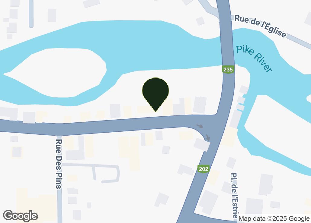 Map showing location at 45.1213138, -72.9884967