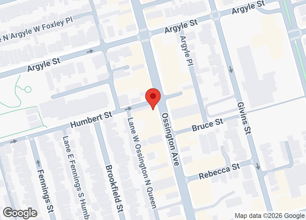 Map showing location at 43.6459466, -79.419662