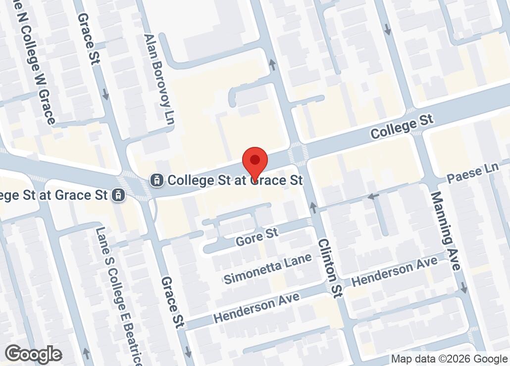 Map showing location at 43.6549943, -79.4143309