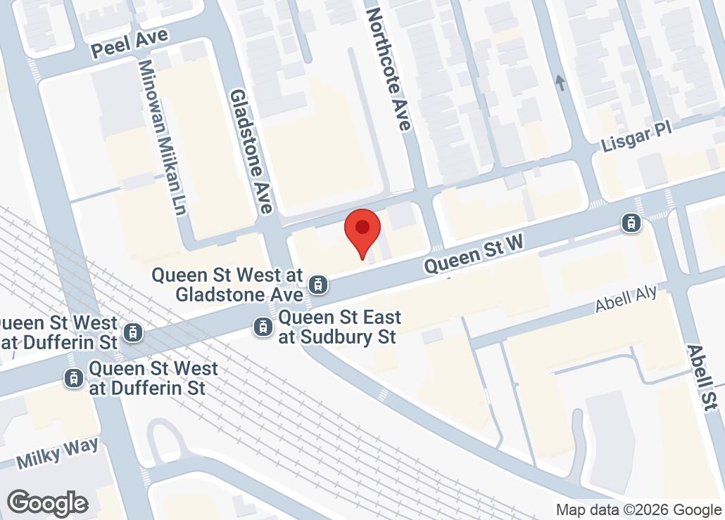 Map showing location at 43.6427611, -79.4265867