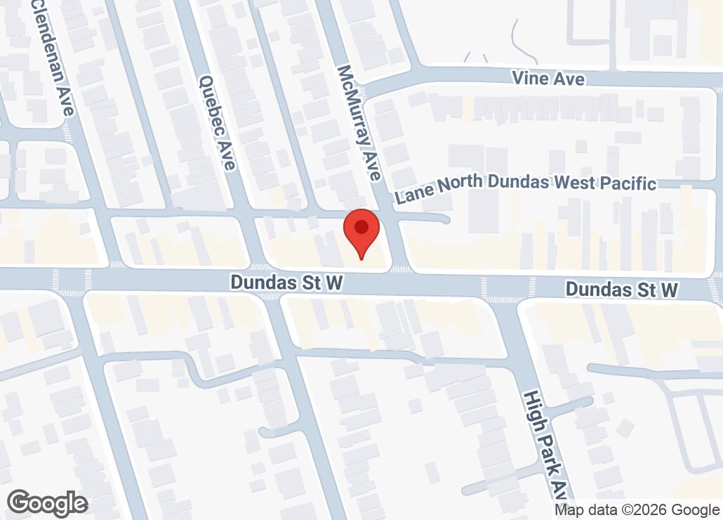 Map showing location at 43.6656265, -79.4713898