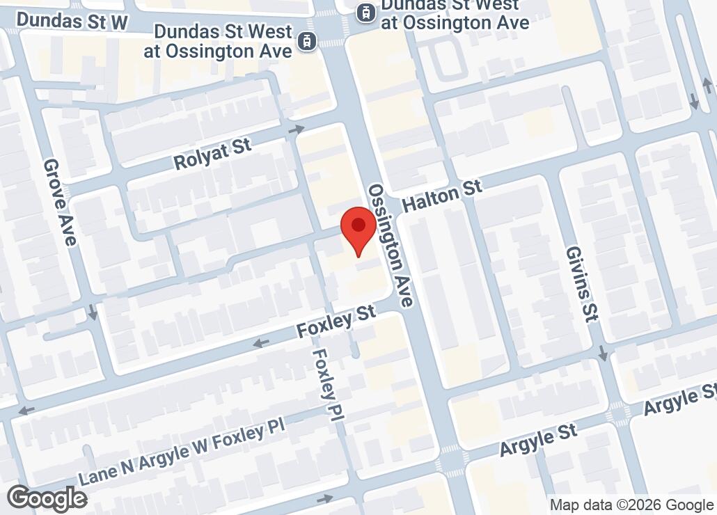 Map showing location at 43.6480577, -79.4205438
