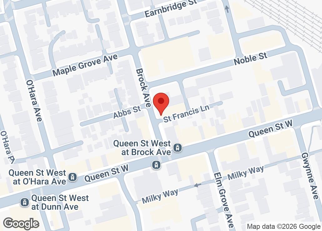 Map showing location at 43.6419944, -79.4324033