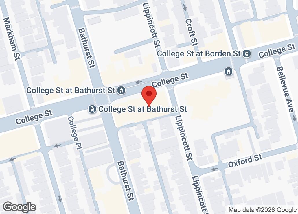 Map showing location at 43.6563381, -79.4068264