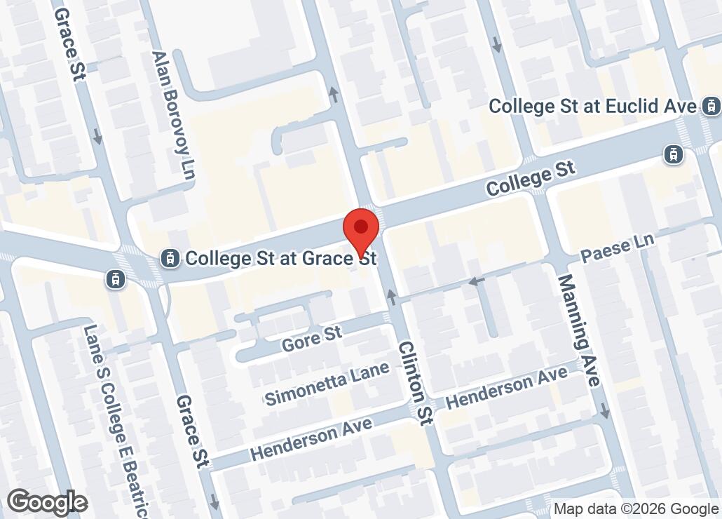 Map showing location at 43.6550082, -79.4139364