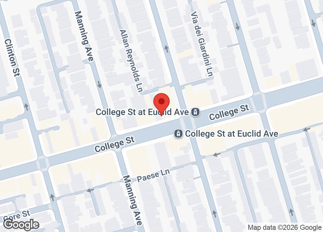 Map showing location at 43.6558064, -79.4118327