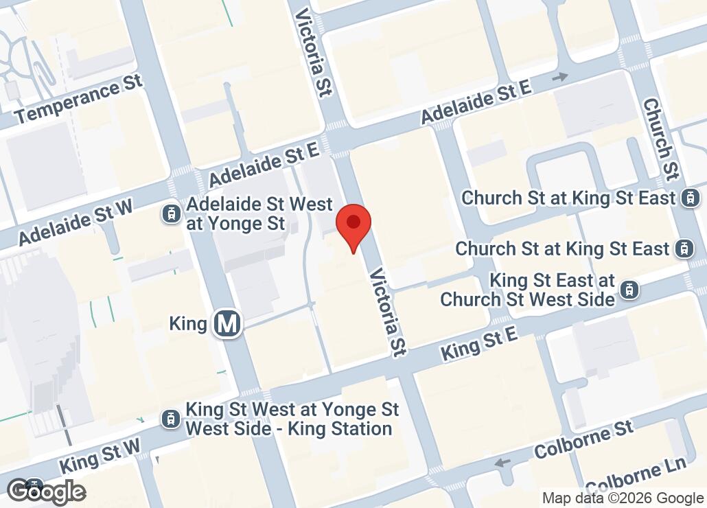 Map showing location at 43.6500361, -79.3771264