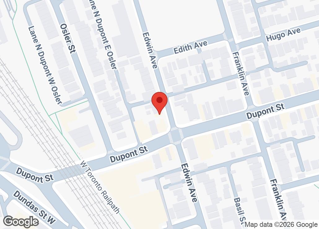 Map showing location at 43.6651239, -79.4557703