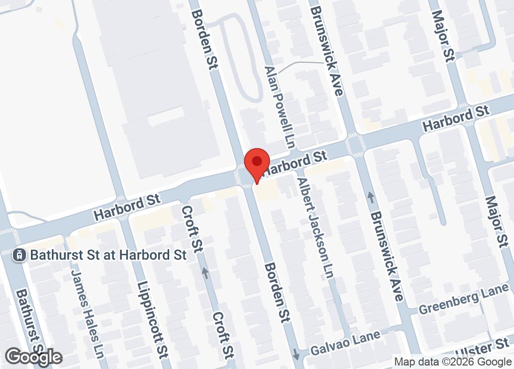 Map showing location at 43.6619588, -79.4070591