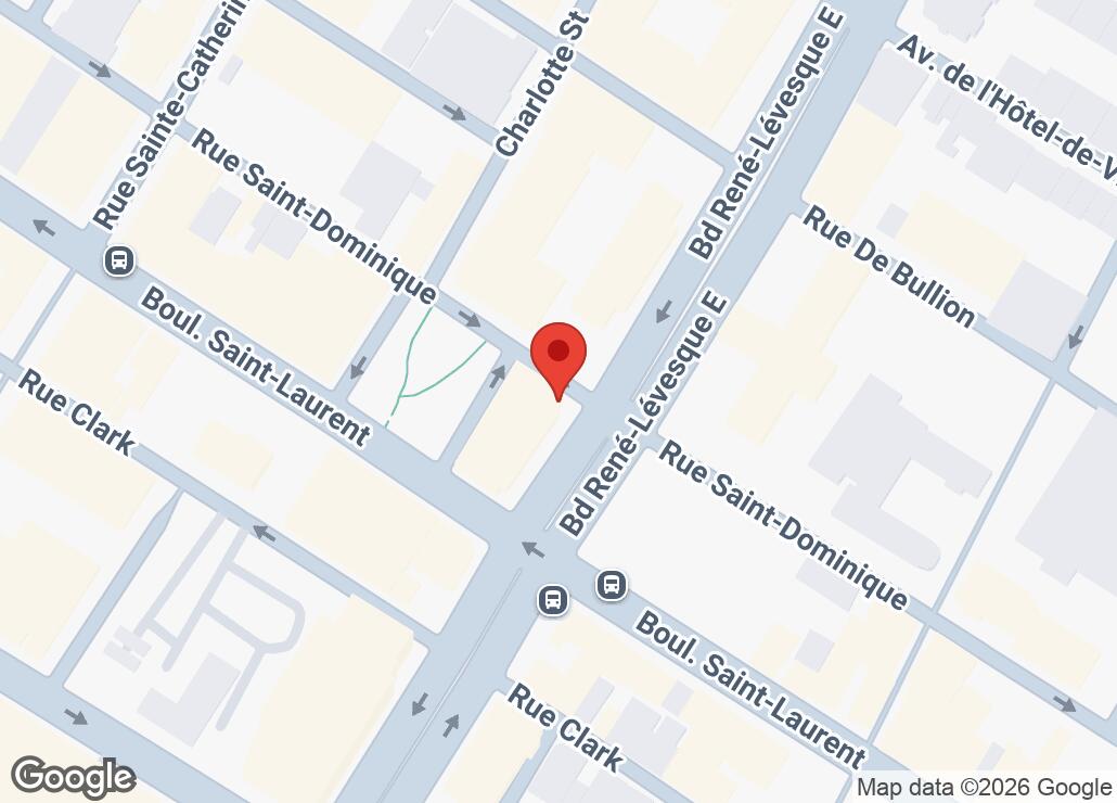Map showing location at 45.5093554, -73.5614639