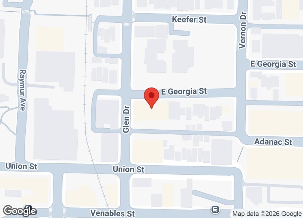 Map showing location at 49.2780558, -123.0808948